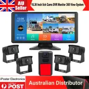 5CH 10.36" IPS Touch Screen Quad Monitor DVR 5X Backup Cameras For Truck Semi RV