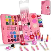 48Pcs Kids Makeup Kit for Girl, Washable Play Make Up Toys Set with Mirror, Beauty Dress Up Set Toys for Age 3 4 5 6 7 8 9 10 11 12 Year Old Kids Toddlers Girls, Birthday Girl Gifts