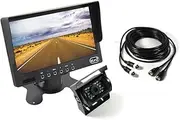Elinz Reversing Camera Kit for Truck Caravan 7" Car Reverse Rearview LCD Monitor HD Sunshade 12V/24V IR LED CCD 600TVL Waterproof IP68 2 Way Video Input Car 2X10M 4 Pin Cables 90°Cam 2 Yr Warranty