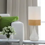 Akira Table Lamp in Black/Oak, White/Chrome, White/Copper or White/Oak