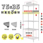 收納 置物架 鐵架 75X35 輕型五層架 高度可選 電鍍色 烤漆黑 鐵力士架 | 宅配免運