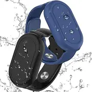 SZJCLTD for Samsung Smart Tag 2 Bracelet for Kids, 2 Pack Waterproof Hidden Wristband for Galaxy SmartTag2 for Toddlers, Children, Elderly, Backpack, Luggage (Black/Blue)