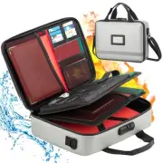 Fireproof Document Box, Waterproof Portable Home Lockable Important File Cert...