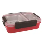 Oasis 2 Compartment LUNCH BOX Lunchbox Container Stainless Steel Red