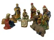 Nativity Scene -Painted 11 Piece Porcelain Figurines- Christmas + Biblical Décor