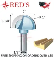 Tideway Carbide IND LC05023208 2" Dia 1" Rad Core Box 1/2" shank router bit