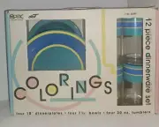 New Vintage PMC Dallas Ware Dinnerware. Colorings. 12 Pieces. Rare! Made In US