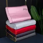 ☀Faux Ice Silk Cotton Memory Foam Contour Pillowcase Latex Cervical Pillow Cover