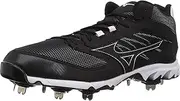 [Mizuno] Mens 9-Spike Dominant Ic Mid Metal Baseball Cleat Black Size: