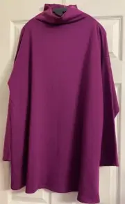 NWT $148 Eileen Fisher Cozy Brushed Jam Tencel High Funnel Neck Tunic Small