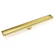 Brushed Gold 600mm Tile Insert Linear Shower Grate Floor Drain 50mm Outlet Waste