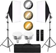 YISITONG Softbox Lighting Kit 2X 85W 3200K-5500K Dimmable LED Continuous Lighting Equipment with 50x70 cm/20x28 inch Softbox 3 Color Temperature for Photo Shooting, Portrait, Video