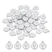 Alphabet V Enamel Letter Charm Enamel Initial Charm White 50 Pcs