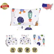 Cotton Twin Bed Sheet Set with Cartoon Rocket Design - Space Adventure Theme
