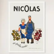 Galrie Nicolas Fine Bottles (1930) Vintage Poster French Art Masterpiece for Home Decor, White Frame, 50 x 70cm (20 x 28inch)