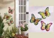 Jeweled Metal Butterfly Wall Art Indoor Outdoor 3-Piece Set
