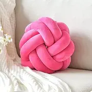 VBGYA Round Knot Plush Cushion, 11 Inch Decorative Throw Pillows for Bedroom, Sofa, Couch - Modern Designs in Hot Pink