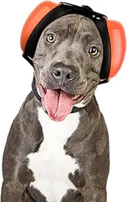 Famikako Ear Muffs for Dogs - Noise Cancelling Headphones, 25dB NRR, Hearing Protection from Thunder, Fireworks, Vacuums (M, Orange)