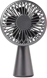 Lexon Wino - Wireless Mini Desk Fan, 3 Airflow Speeds, Ultra-Quiet Blades, Autonomy: 5h, Rechargeable via USB-C (cable included) or QI Wireless - Gun