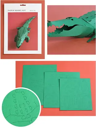 伊和諾 創意3D立體拼圖親子兒童益智手工DIY動物紙質模型制作 幾何折紙家居桌面裝飾擺件擺設 紙模型工具包