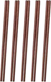 NUZAMAS 5 Pairs of Reusable Wooden Chopsticks, Chinese Style, Traditional, Extra Long (25cm), Red Sandalwood, Hand Wash Only