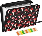 Quteprint 13 Pockets Expanding File Folder with Zipper Closure, Red Mushrooms Pattern Accordion File Folder with Sticky Labels, Letter Size A4 Papers Expandable File Document Organizer