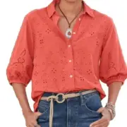 Sealed Sundance Corsica Eyelet Top Deep Coral M