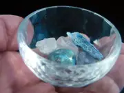 CRYSTAL BOWL PETALITE LARIMAR DANBURITE FLUORITE KYANITE GOLDEN LABRADORITE