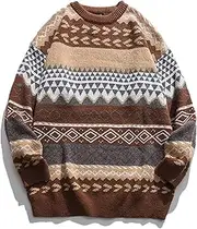 [SUKIYAKI] Autumn Winter Vintage Striped Sweater Men Clothes Pullover Men Sweater Jumper Men's Sweater Knit