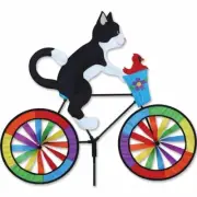 30" TUXEDO CAT on a Bike Spinner, Whirligig, Garden Stake by Premier Design