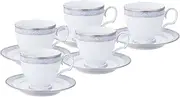 F91988/4336 Noritake Cup & Saucer Set (Coffee & Tea) 250cc Hampshire Platinum 5 Guests Fine Porcelain