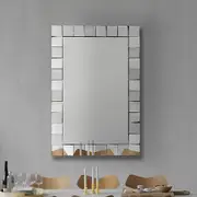 TOOLKISS Wall Mirror – Rectangular Shape MDF Silver Mirror with Clear Image, Contemporary Bathroom Mirror for Elegant Home Decor