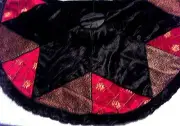 NWT 54" VILLA BACCI Tree Skirt-Black Velvet Star, Fur Trim, Red & Leopard Also