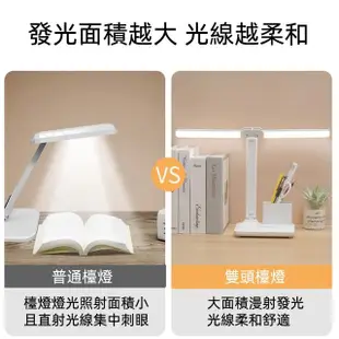 【月陽】充電式雙頭三色溫觸控無段調光充插兩用LED護眼檯燈(PLED-866)