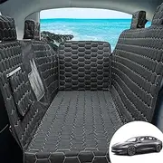 Meginc Dog Seat Covers for Back Seat, Dog Car Seat for Tesla Model 3, 100% Waterproof Pet Seat Cover Protects from Scratches, Scuffs, Dog Hammock for Tesla with Mesh Window & Headrest Protection