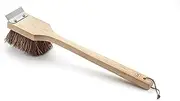 Outset Grill Cleaning Brush, Palmyra Bristle BBQ Brush with Wood Handle