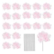 20 Sets Artificial Hydrangea Flower Heads with Stems for Bouquet,Pink