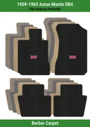 Lloyd Berber Front & Rear Carpet Mats for '59-63 Aston Martin DB4 w/British Flag