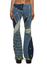 [dELiA*s by Dolls Kill] Stone Raise The Vibration Patchwork Flares