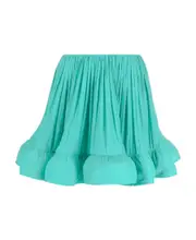 Lanvin High-Waist Ruffled Flared Mini Skirt FR36 Green