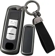 ontto Alloy Leather Remote Key Fob Cover Fit for Mazda 3 6 Sedan CX3 CX5 CX7 CX9 MX5 Miata 2/3/4 buttons Smart Key Shell case keyring Key holder bag keychian full protection accessories