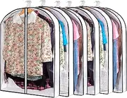 Mskitchen Hanging Clothes Storage with 4" Gusseted Garment Covers (Set of 6) - Clear Suit, Sweater, Shirt, Jacket Protectors for Closet - 24"x 32"x 4" / 6 Pack
