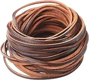 Picheng 3mm Flat Genuine Leather Cord, 5Yards Strip Cord Braiding String Very Suitable for Jewelry Making, Leather Shoe Lace, Garden Tools，Toys，Woven Bags，DIY Crafts Projects (Dark Brown)