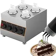 Electric Cheese Sauce Warmer Dispenser, 4-Bottle Nacho Cheese & Hot Fudge Warmer with 22oz Bottles, Adjustable Heat 30–85℃, Jam, Chocolate, Condiment Warmer Machine for Commercial & Home Use