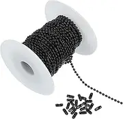 uxcell 32.81 Feet Stainless Steel Ball Chain, Dog Tag Chain Bulk Beaded Necklace Chains with 20 Pcs Connectors for Jewelry Making DIY Crafts Hanging Decoration, Black