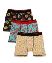 Wonder Nation Boys Breakfast Themed 3' Pack Boxer Briefs Size S(6-7)