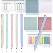 MAIHUO 6Pcs Gel Pens And 600 Sheets Transparent Sticky Notes,Bible sticky Note No Bleed Gel Pens,Book Annotating Set