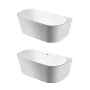 QLD ELIVIA Fibreglass/Acrylic 1400 1500 1700mm Round Back to Wall Bath Tub