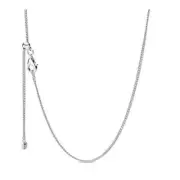 Pandora 398283-60 Sterling Silver Curb Chain Necklace - Adjustable 60cm Sliding