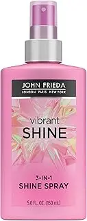 John Frieda Vibrant Shine Spray, Glossy Hair Treatment & Weightless Argan Oil Spray for Detangling, with Heat Protectant up to 450F, 5 Ounce